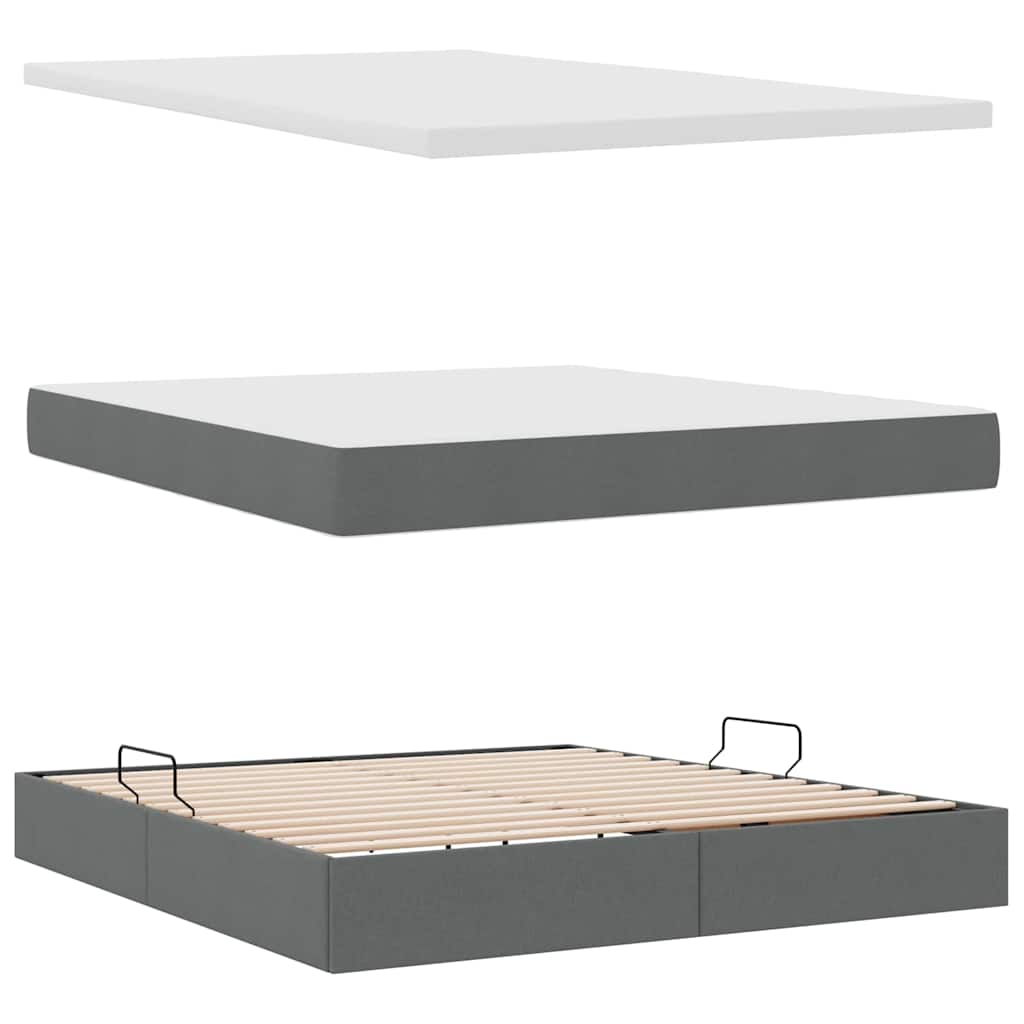 Lit avec rangement et matelas Gris foncé 160 x 200 cm Polyester - XIOS