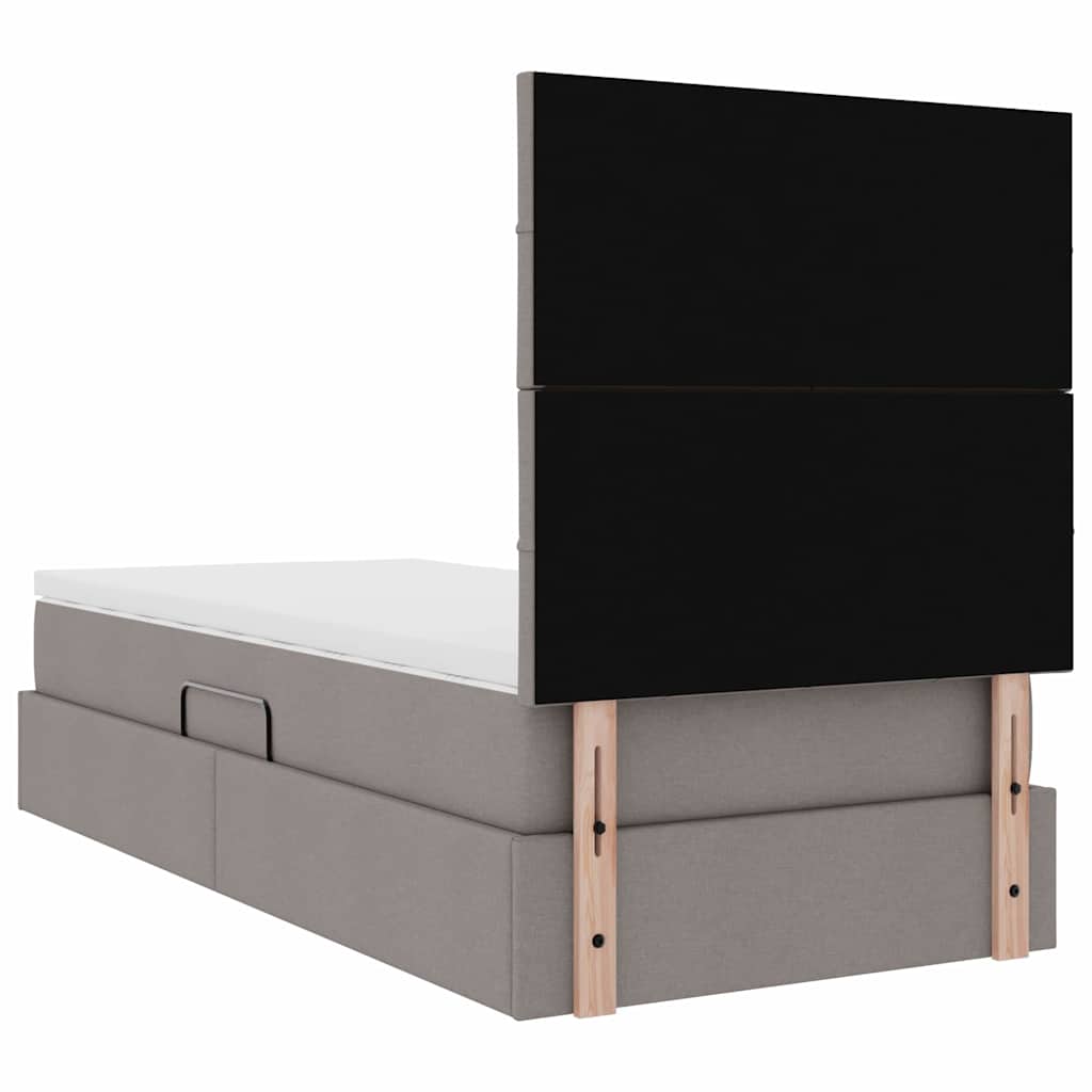 Lit avec rangement et matelas Taupe 90 x 190 cm tissu - XIOS