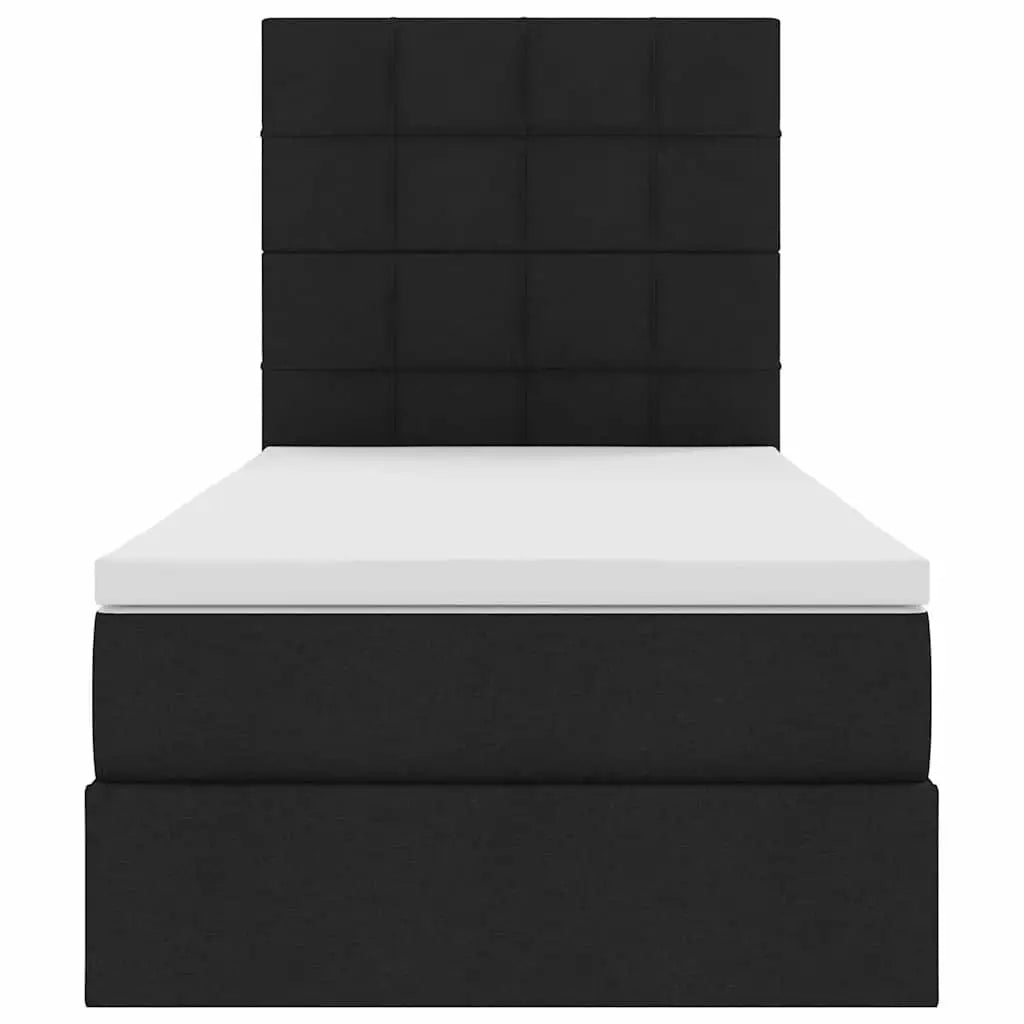 Lit avec rangement et matelas Noir 90 x 200 cm tissu - XIOS