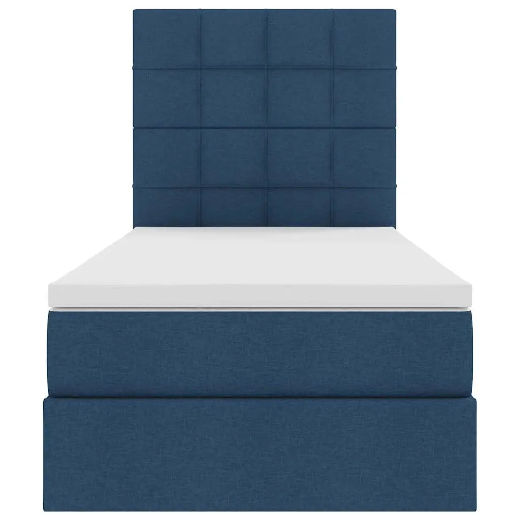 Lit avec rangement et matelas Bleu 90 x 200 cm tissu - XIOS