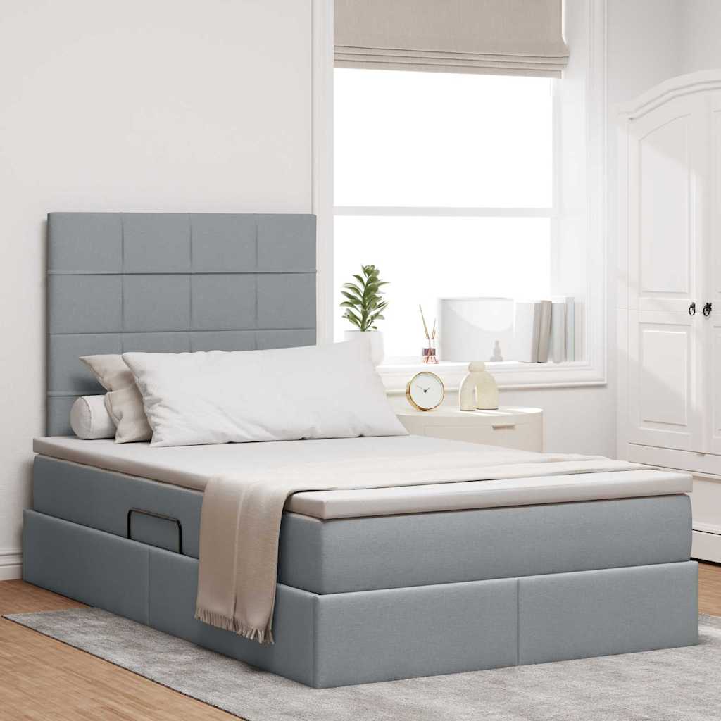 Lit avec rangement et matelas Gris clair 120 x 200 cm Polyester - XIOS