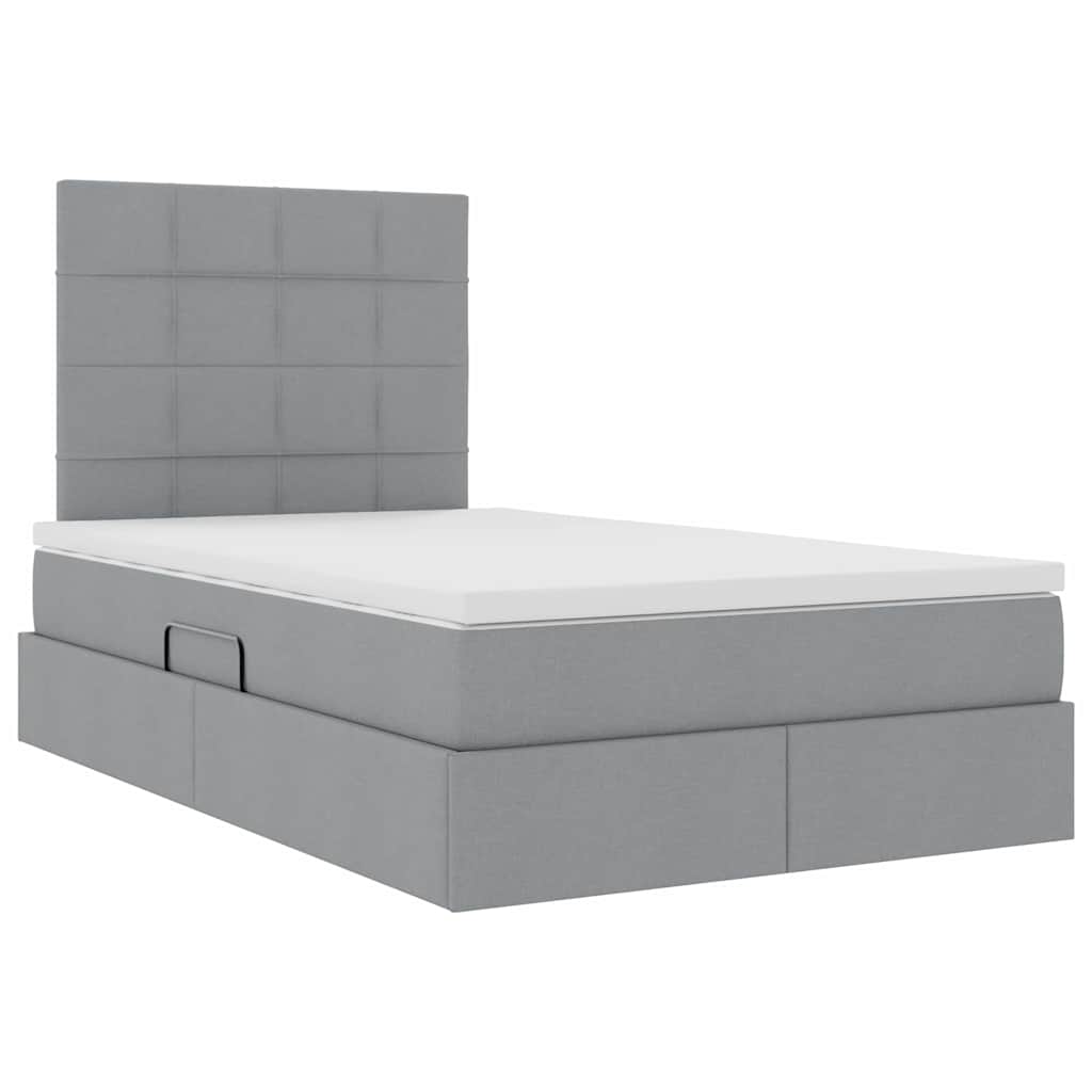 Lit avec rangement et matelas Gris clair 120 x 200 cm Polyester - XIOS