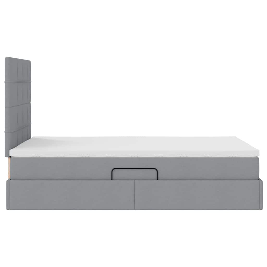 Lit avec rangement et matelas Gris clair 120 x 200 cm Polyester - XIOS