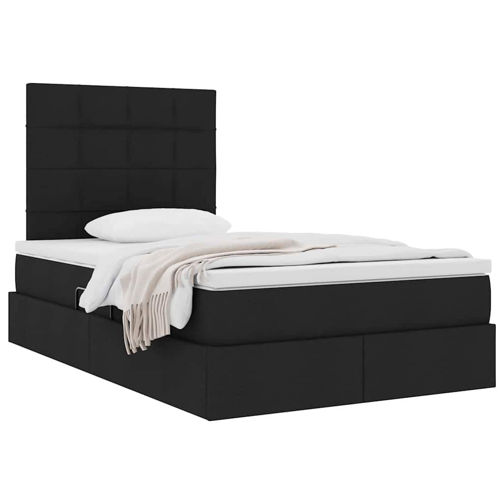 Lit avec rangement et matelas Noir 120 x 200 cm Polyester - XIOS