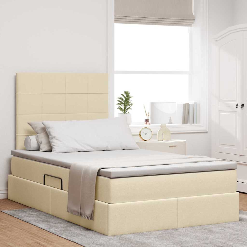 Lit avec rangement et matelas Crème 120 x 200 cm Polyester - XIOS