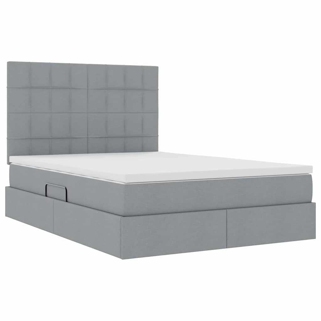 Lit avec rangement et matelas Gris clair 140 x 200 cm Polyester - XIOS