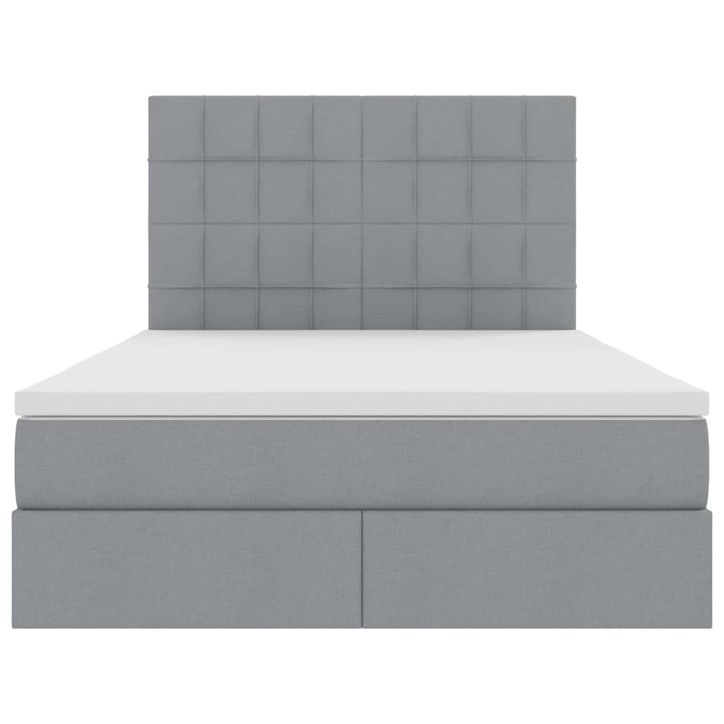 Lit avec rangement et matelas Gris clair 140 x 200 cm Polyester - XIOS