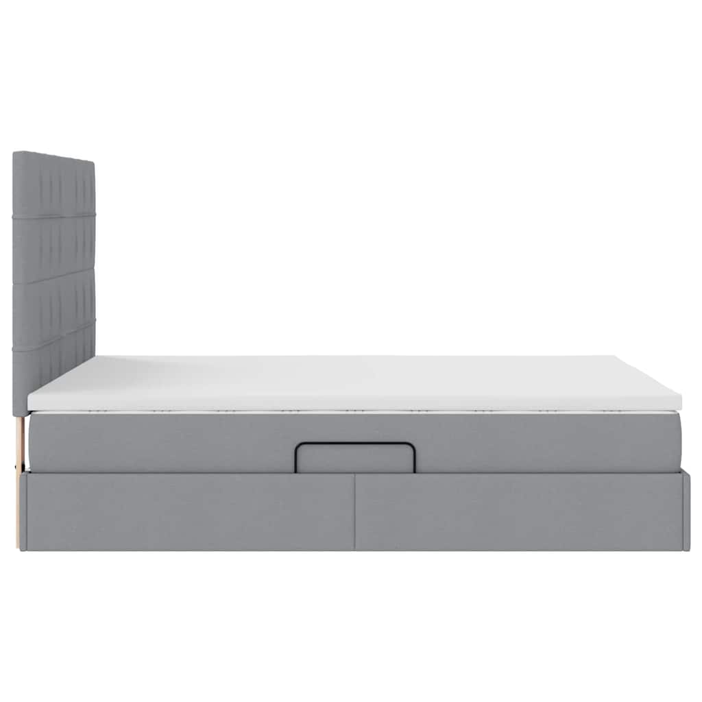 Lit avec rangement et matelas Gris clair 140 x 200 cm Polyester - XIOS