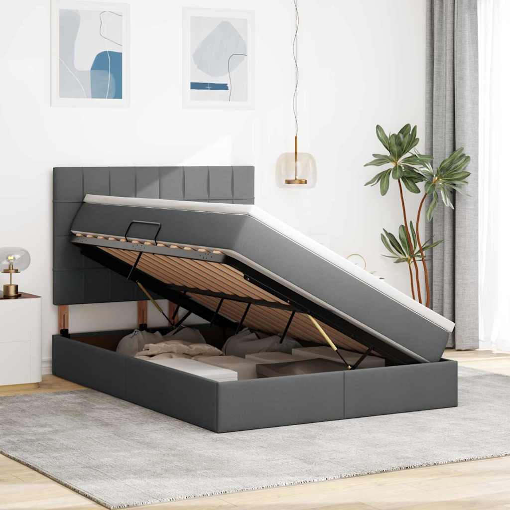 Lit avec rangement et matelas Gris foncé 140 x 200 cm Polyester - XIOS