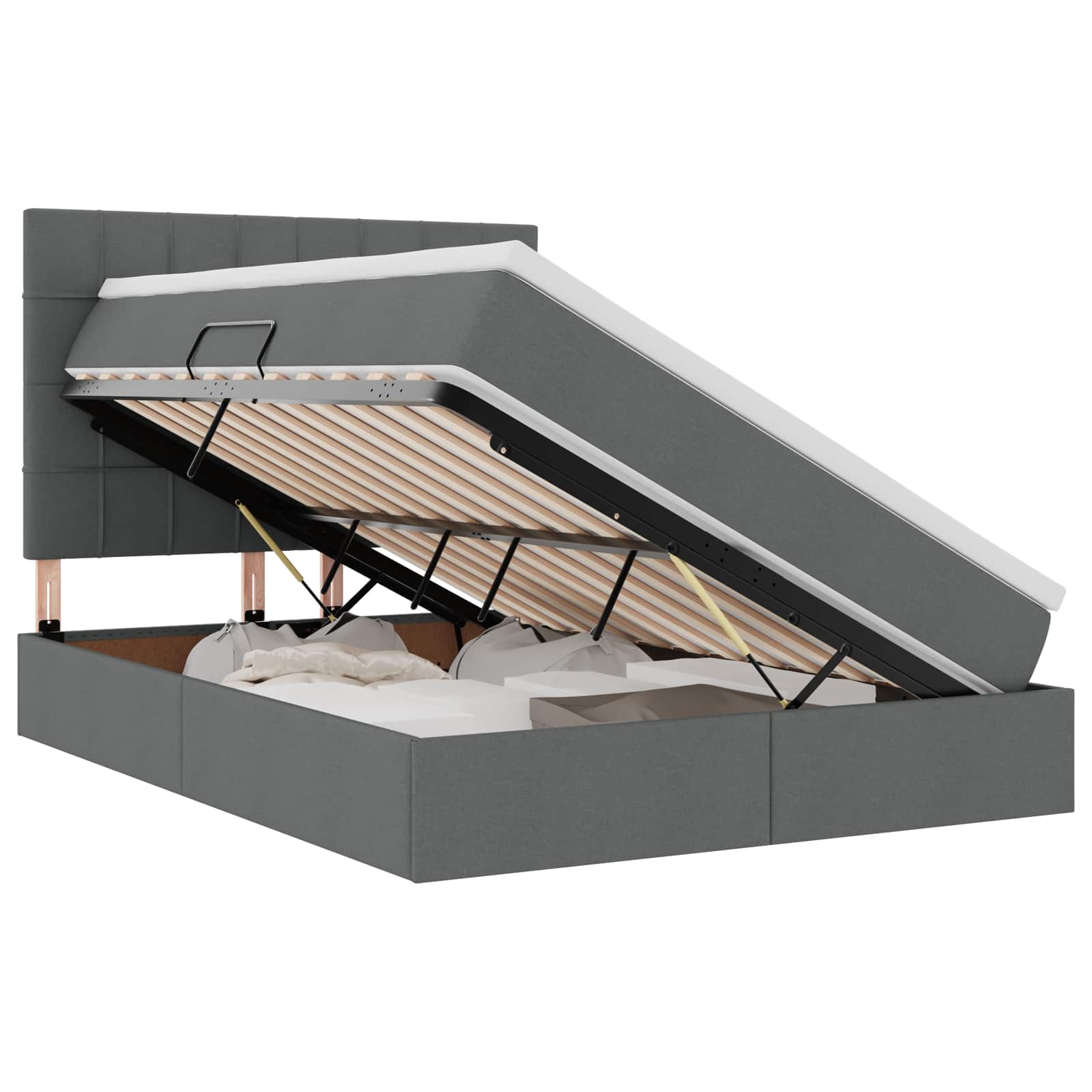 Lit avec rangement et matelas Gris foncé 140 x 200 cm Polyester - XIOS