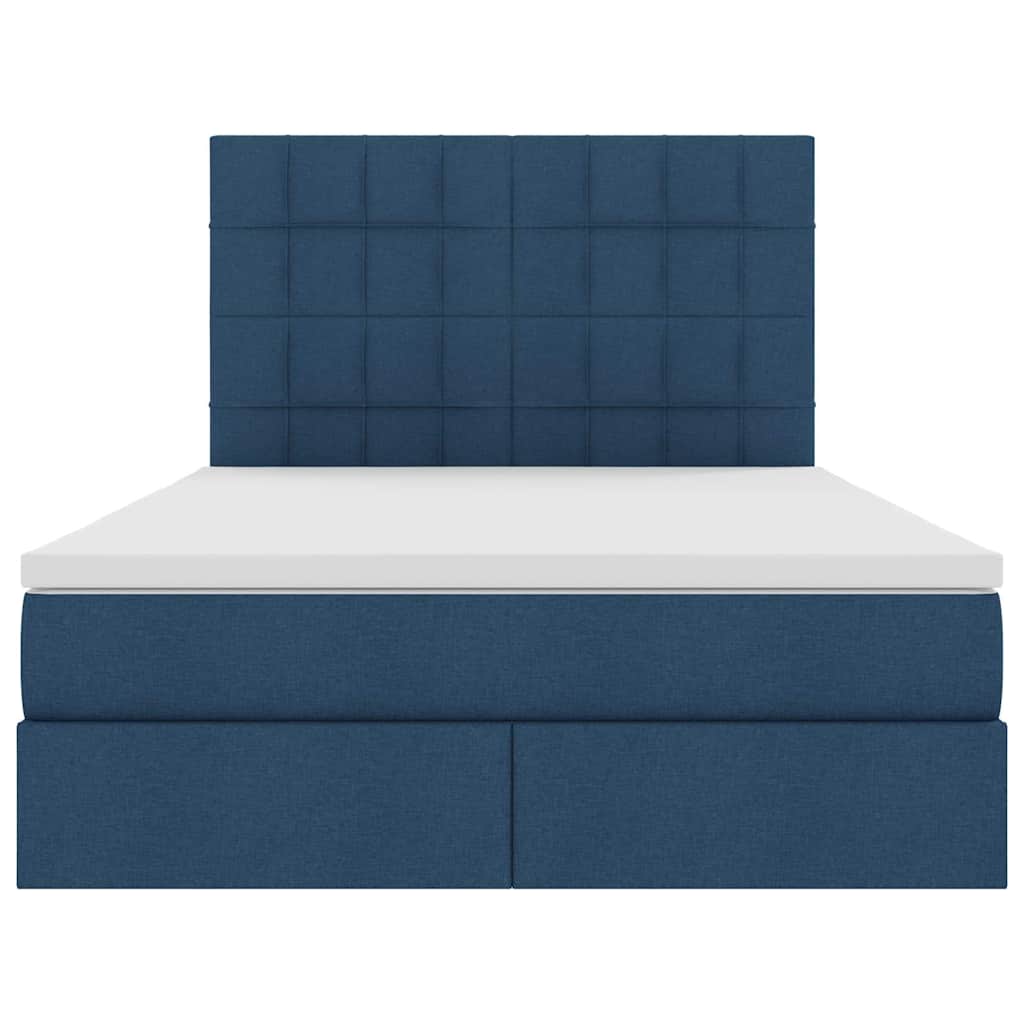 Lit avec rangement et matelas Bleu 140 x 200 cm Polyester - XIOS