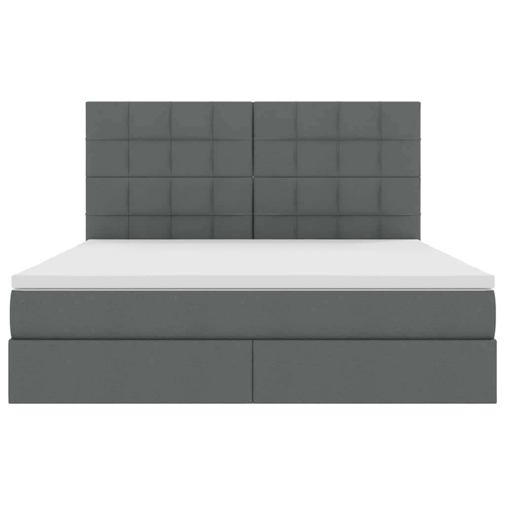 Lit avec rangement et matelas Gris foncé 160 x 200 cm tissu