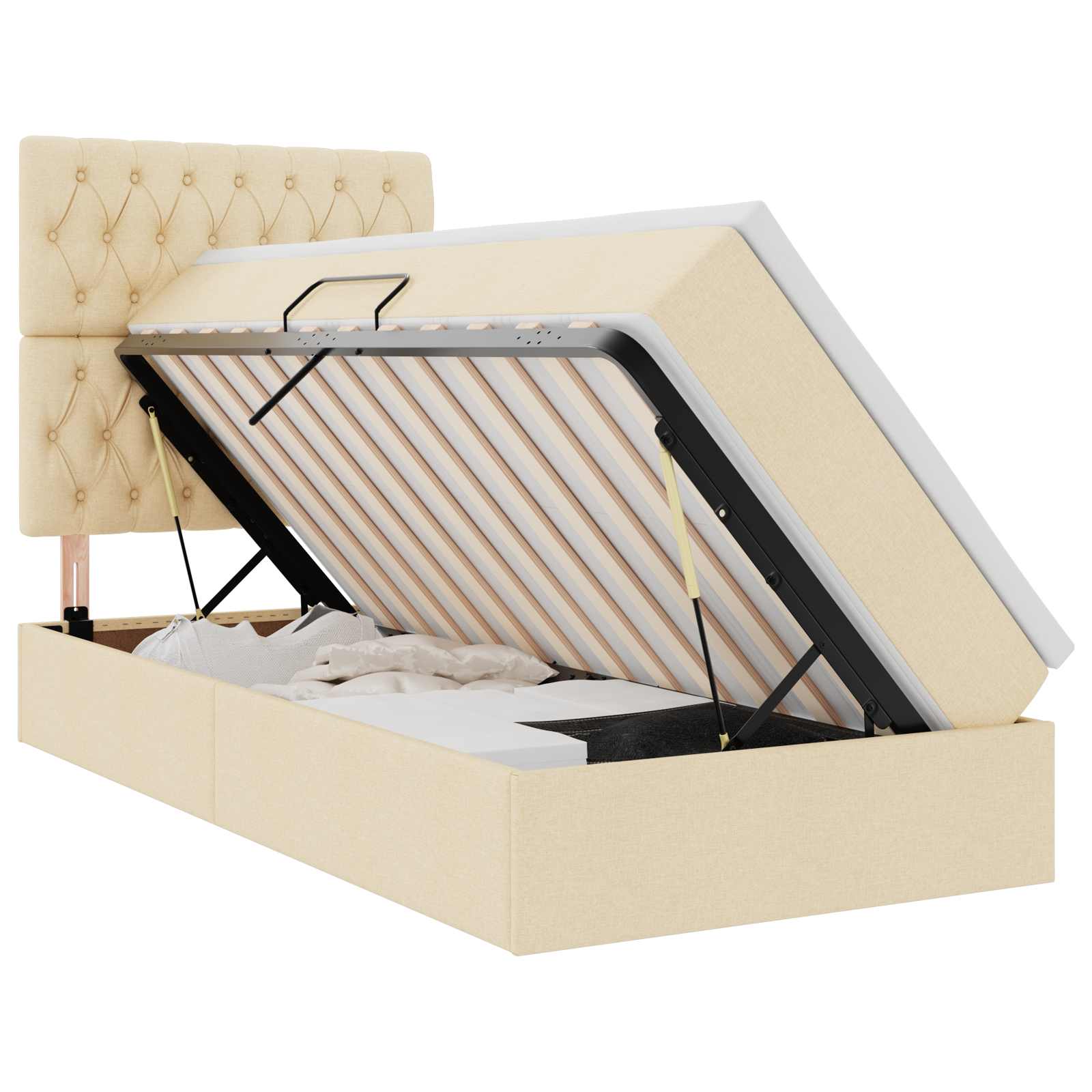 Lit avec rangement et matelas Crème 90 x 190 cm Polyester - XIOS