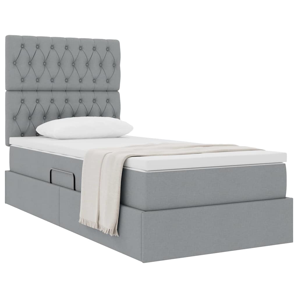 Lit avec rangement et matelas Gris clair 90 x 200 cm Polyester - XIOS
