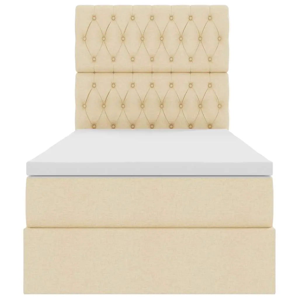 Lit avec rangement et matelas Crème 90 x 200 cm tissu - XIOS