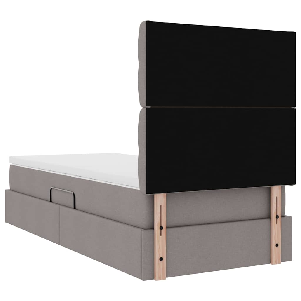 Lit avec rangement et matelas Taupe 100 x 200 cm Polyester - XIOS