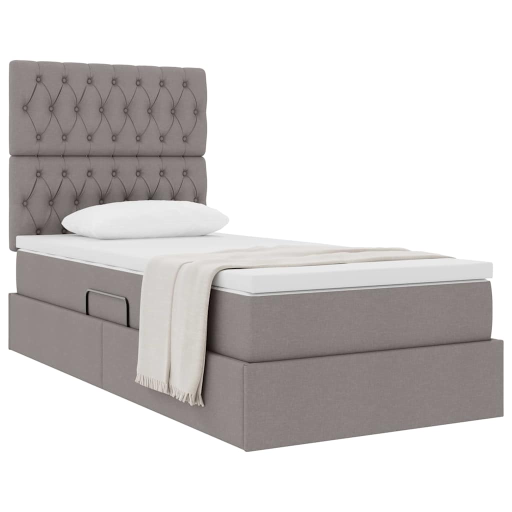 Lit avec rangement et matelas Taupe 100 x 200 cm Polyester - XIOS