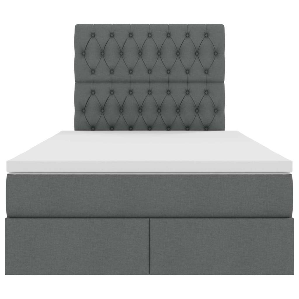 Lit avec rangement et matelas Gris foncé 120 x 190 cm tissu - XIOS