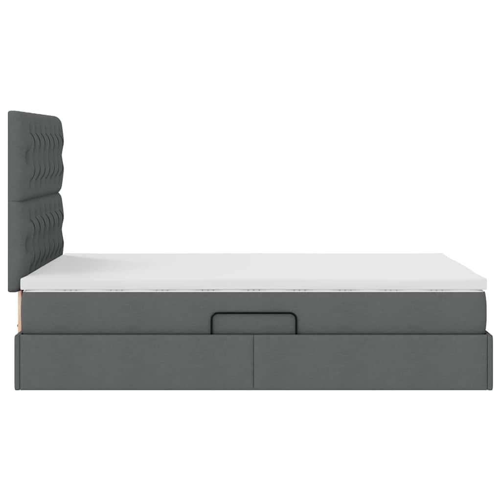 Lit avec rangement et matelas Gris foncé 120 x 190 cm tissu - XIOS