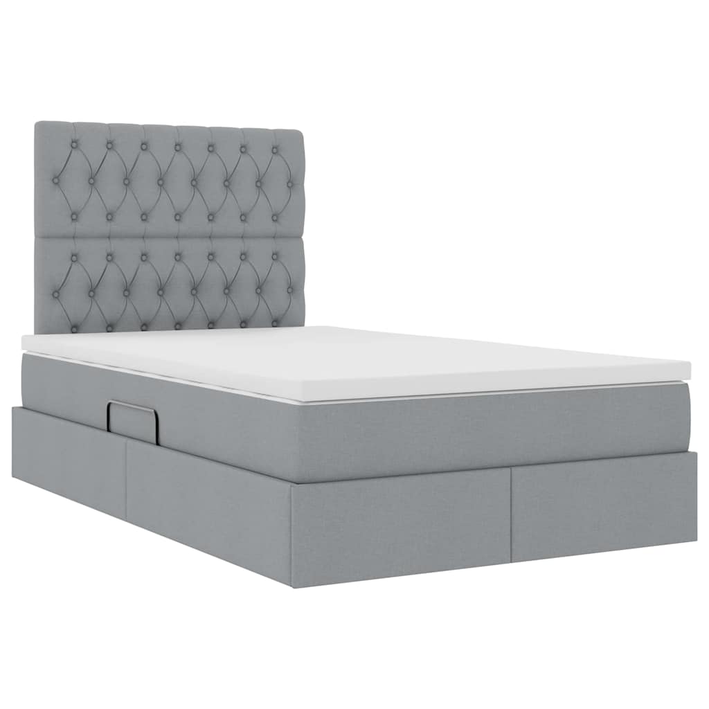 Lit avec rangement et matelas Gris clair 120 x 200 cm Polyester - XIOS
