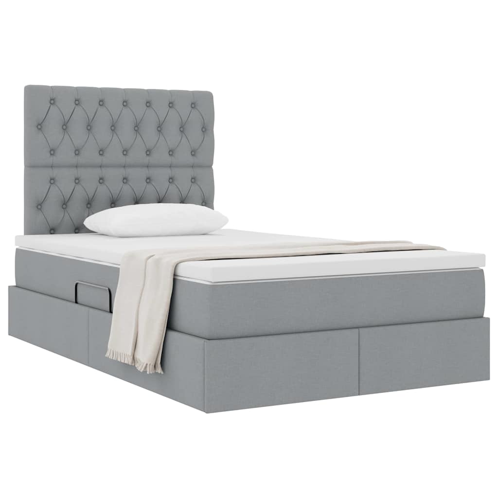 Lit avec rangement et matelas Gris clair 120 x 200 cm Polyester - XIOS