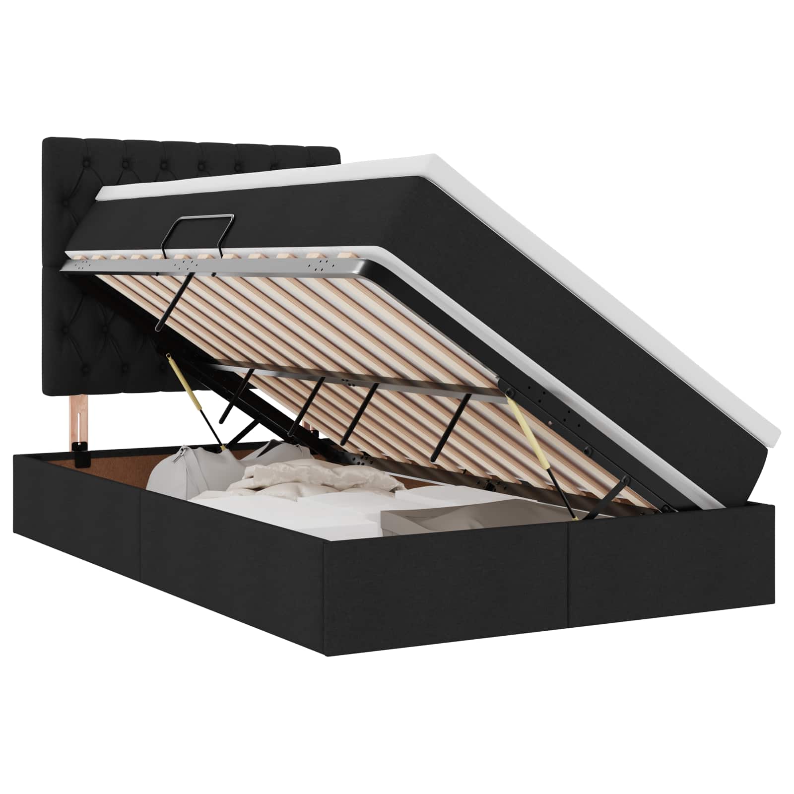 Lit avec rangement et matelas Noir 120 x 200 cm Polyester - XIOS