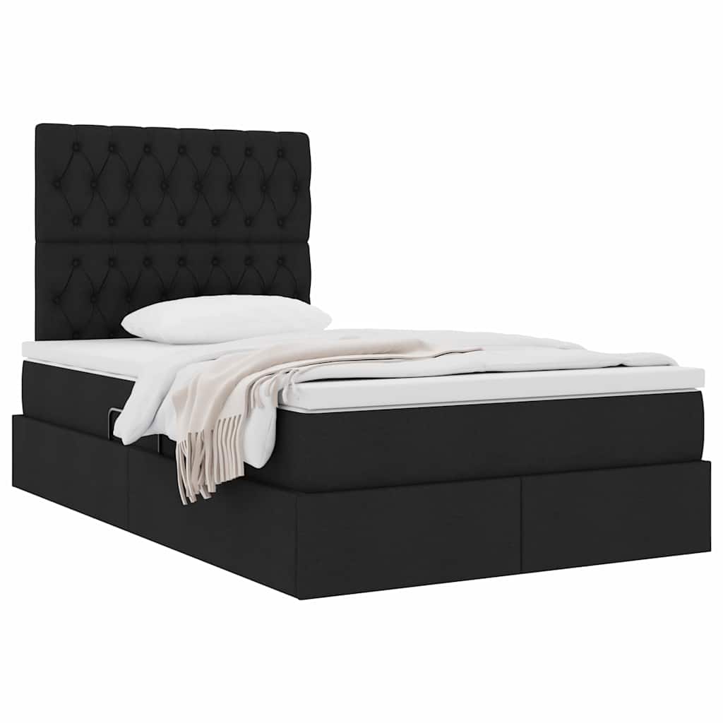 Lit avec rangement et matelas Noir 120 x 200 cm Polyester - XIOS