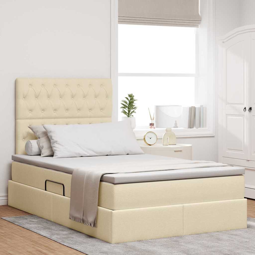 Lit avec rangement et matelas Crème 120 x 200 cm Polyester - XIOS