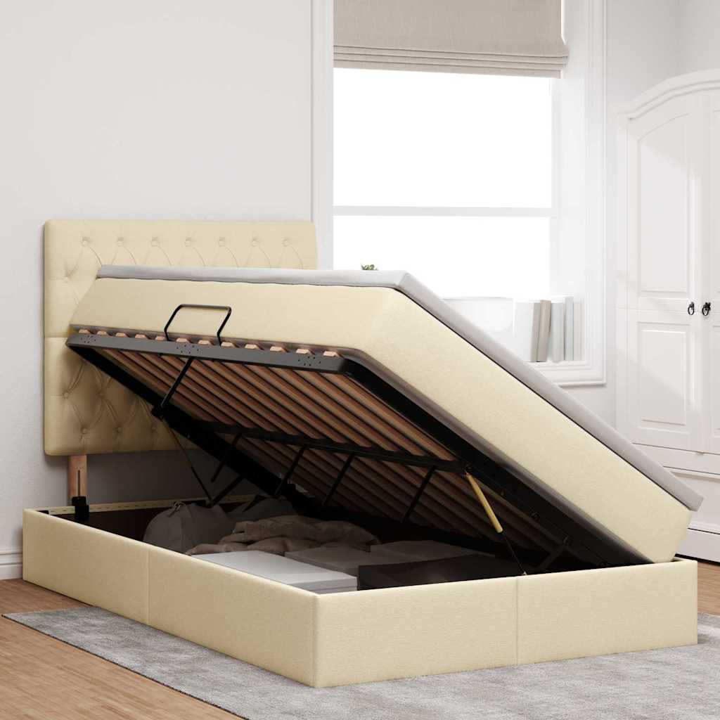 Lit avec rangement et matelas Crème 120 x 200 cm Polyester - XIOS