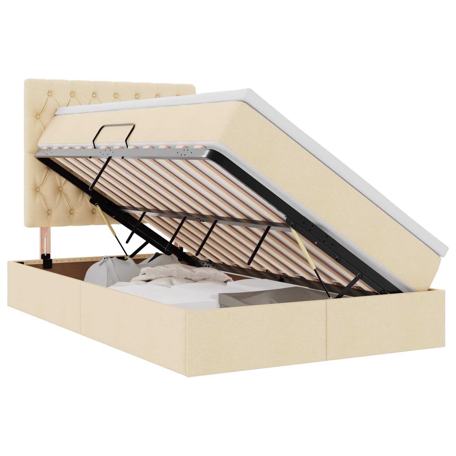 Lit avec rangement et matelas Crème 120 x 200 cm Polyester - XIOS