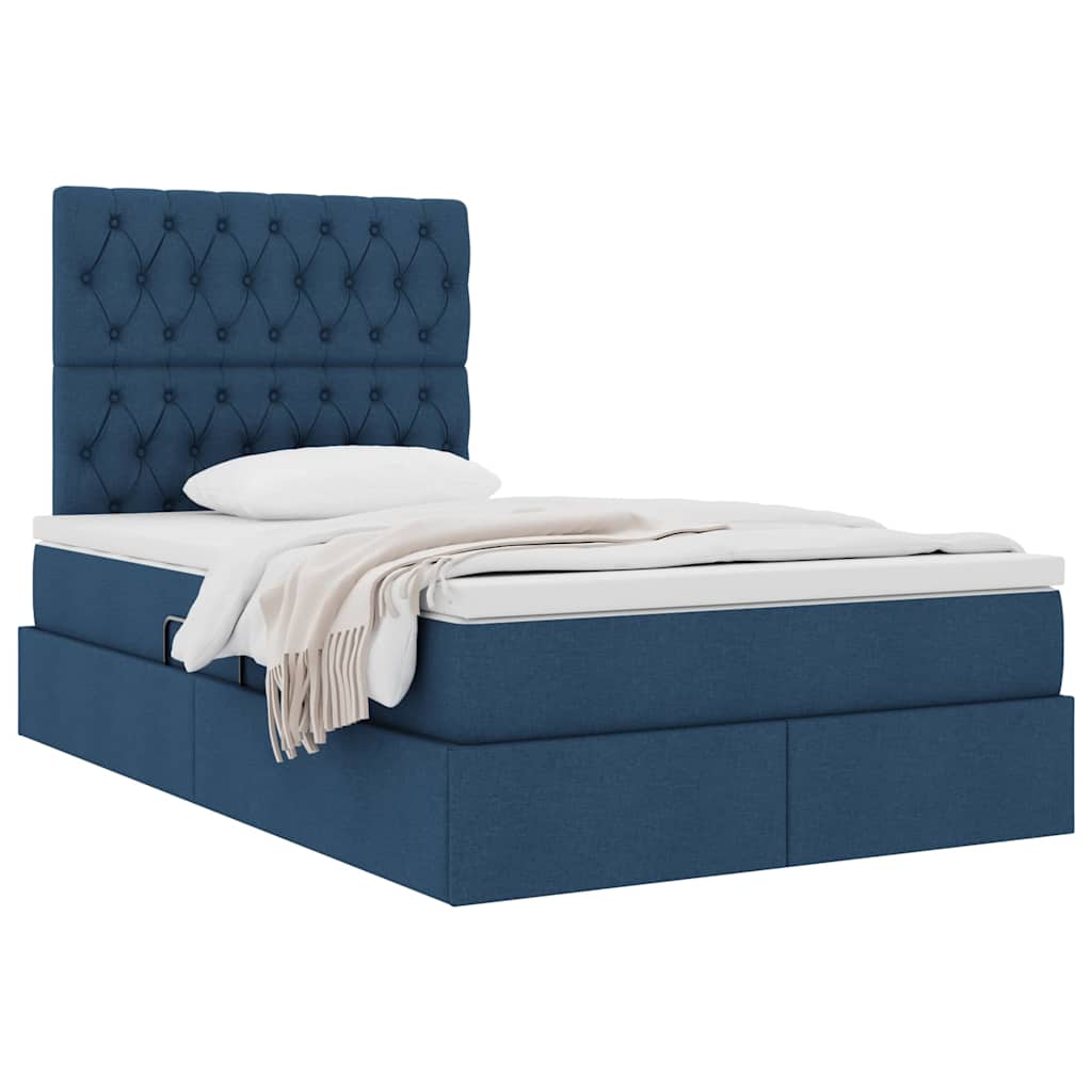 Lit avec rangement et matelas Bleu 120 x 200 cm Polyester - XIOS