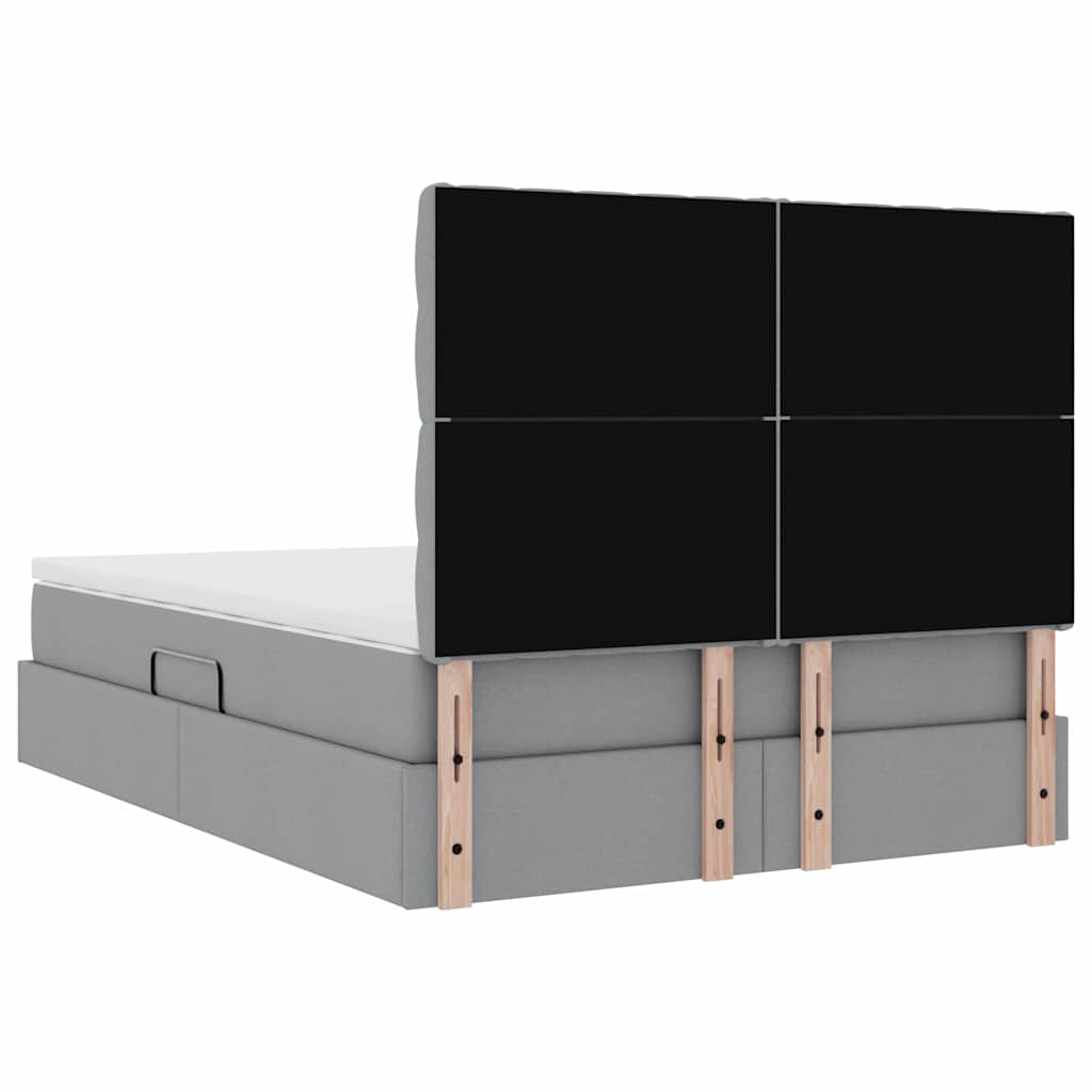 Lit avec rangement et matelas Gris clair 140 x 190 cm Polyester - XIOS