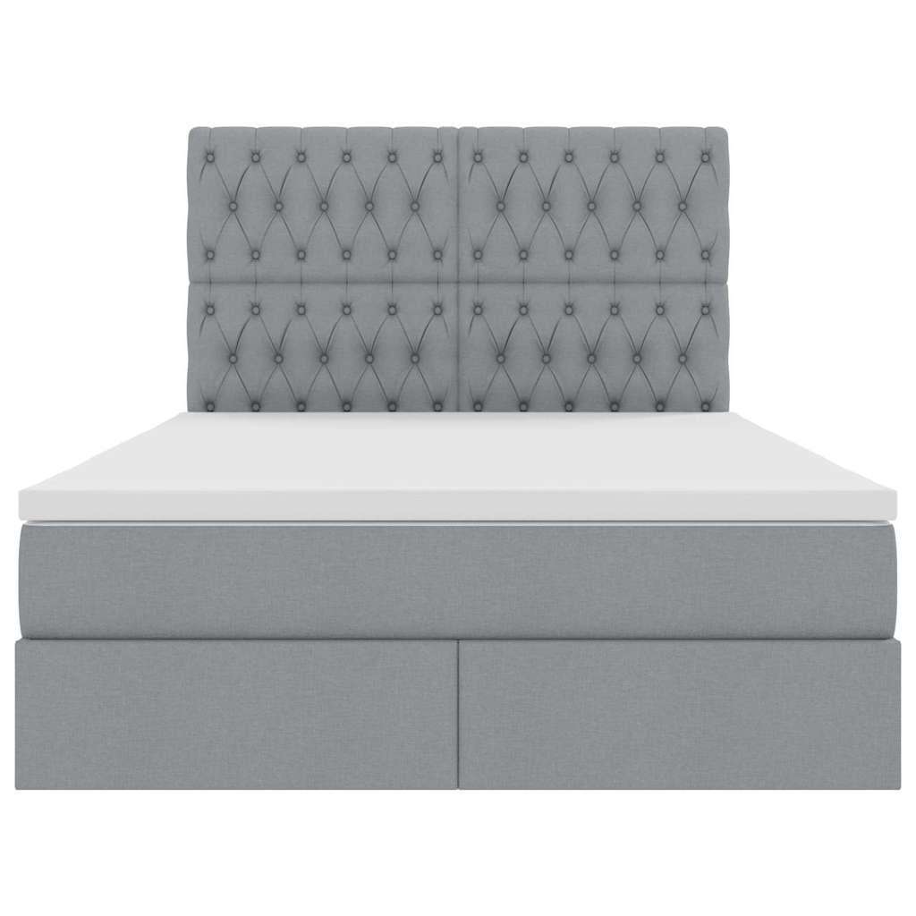 Lit avec rangement et matelas Gris clair 140 x 190 cm Polyester - XIOS