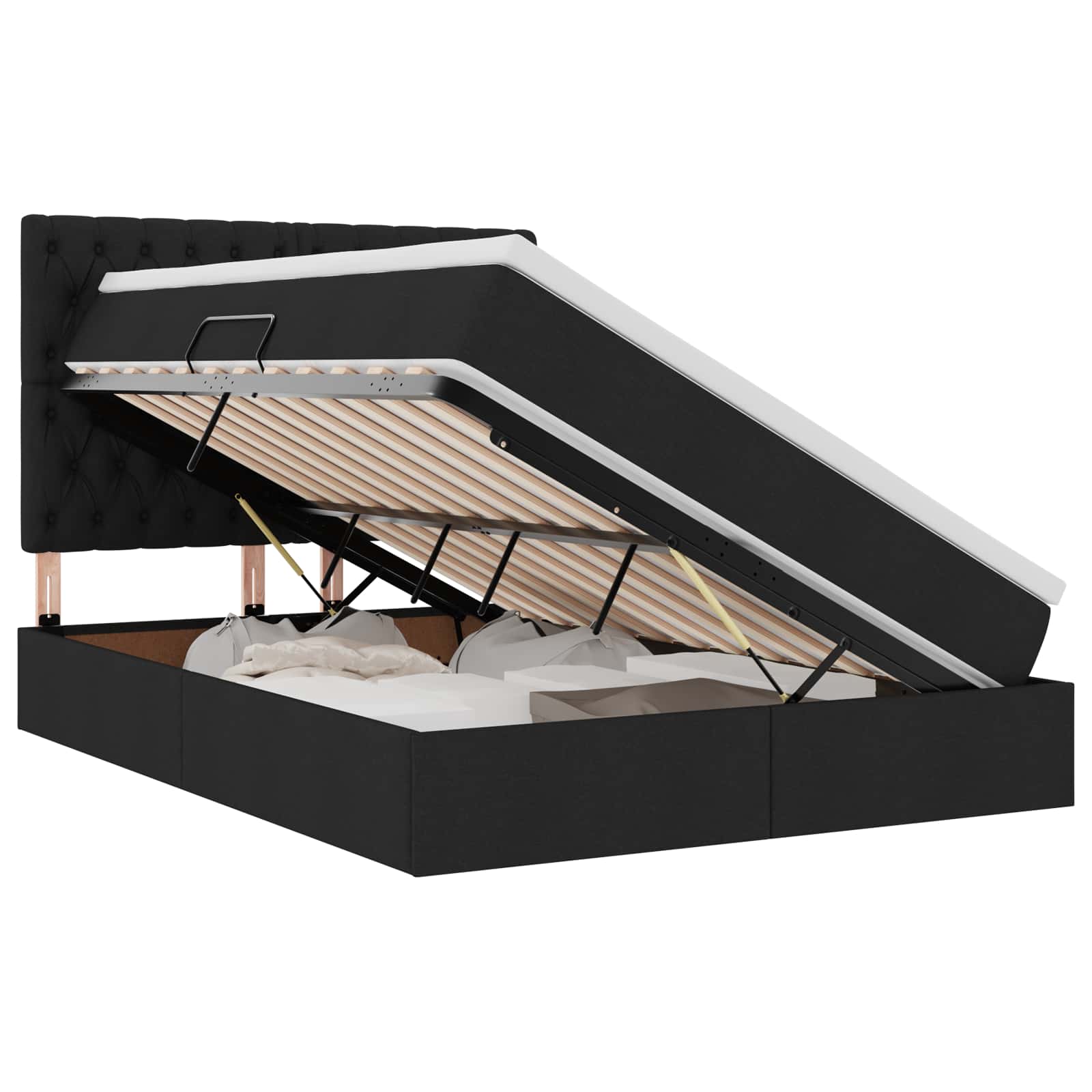 Lit avec rangement et matelas Noir 140 x 190 cm Polyester - XIOS