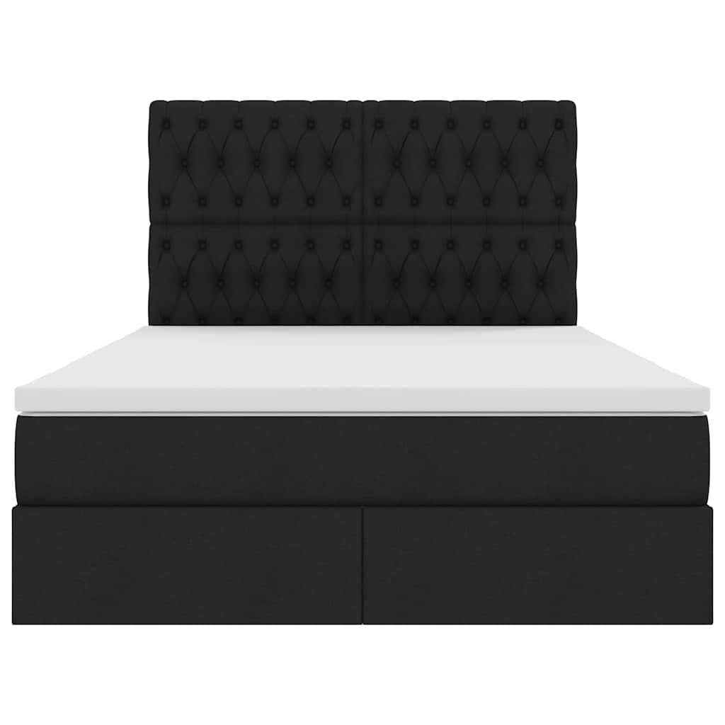 Lit avec rangement et matelas Noir 140 x 190 cm Polyester - XIOS