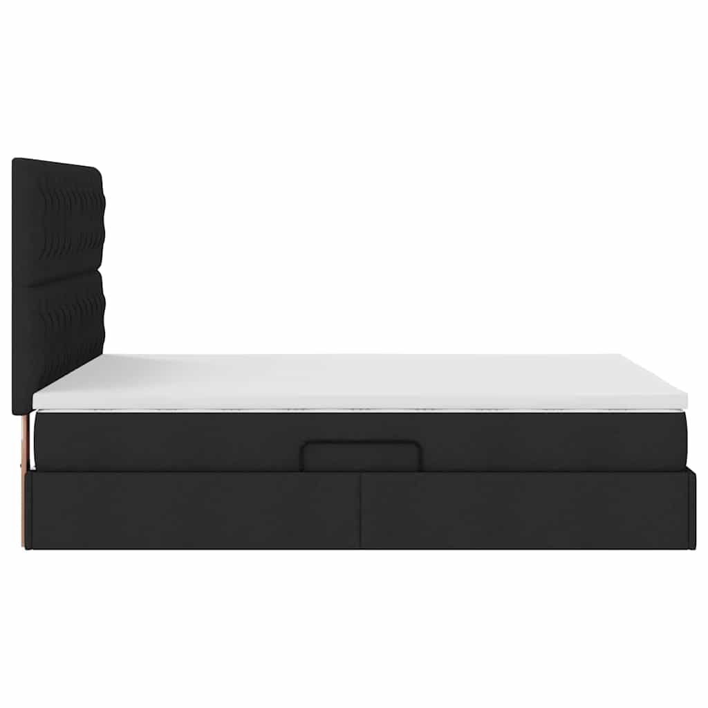 Lit avec rangement et matelas Noir 140 x 190 cm Polyester - XIOS
