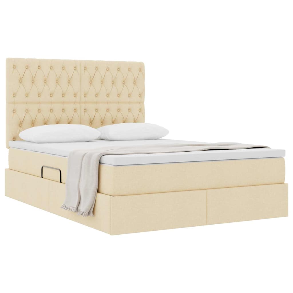 Lit avec rangement et matelas Crème 140 x 190 cm Polyester - XIOS