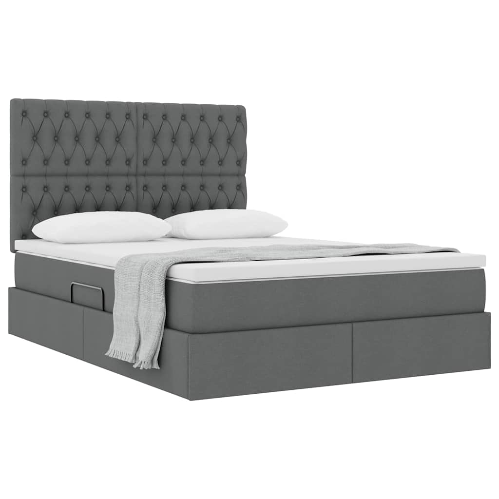 Lit avec rangement et matelas Gris foncé 140 x 200 cm Polyester - XIOS