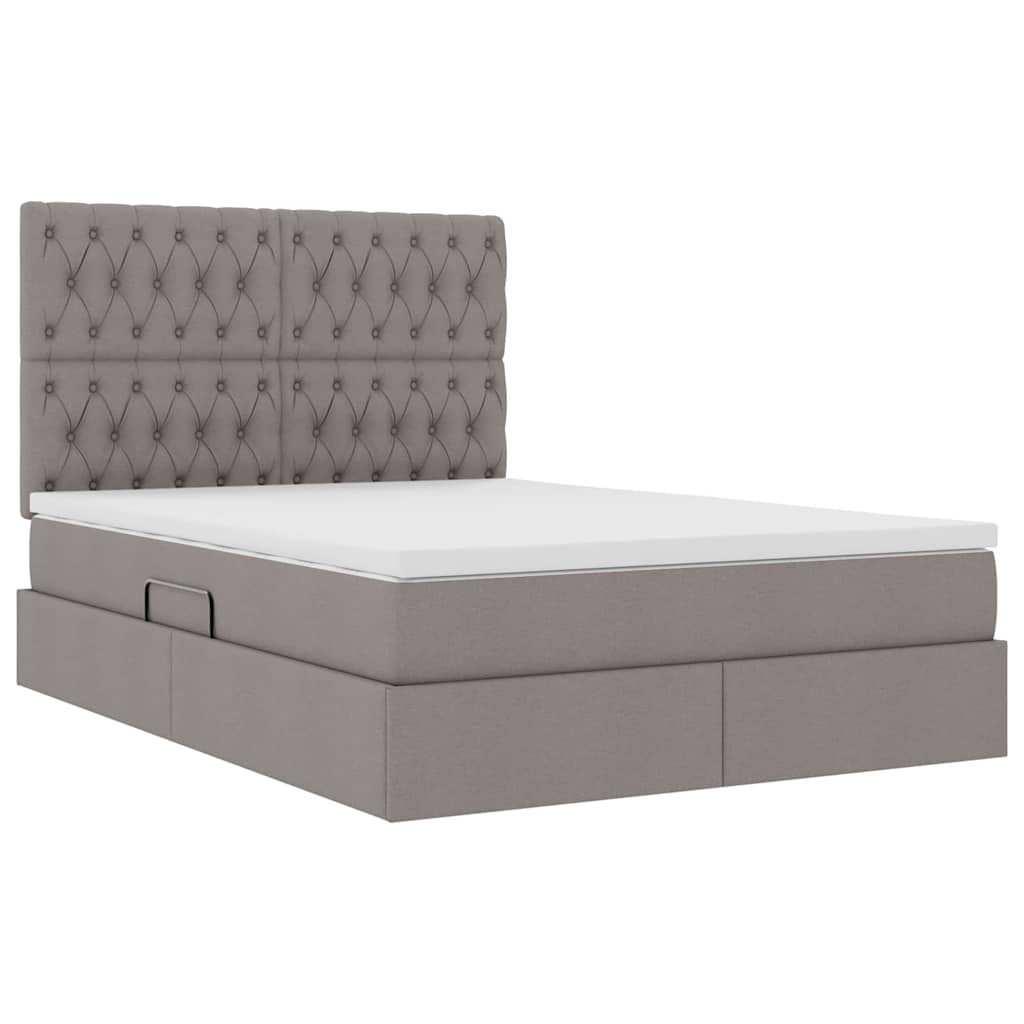 Lit avec rangement et matelas Taupe 140 x 200 cm Polyester - XIOS
