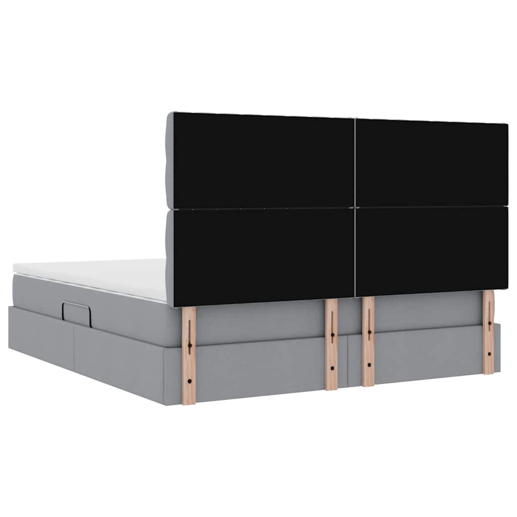 Lit avec rangement et matelas Gris clair 160 x 200 cm tissu