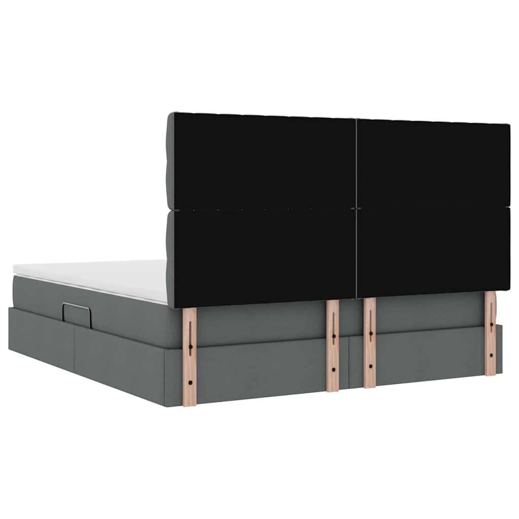 Lit avec rangement et matelas Gris foncé 160 x 200 cm tissu