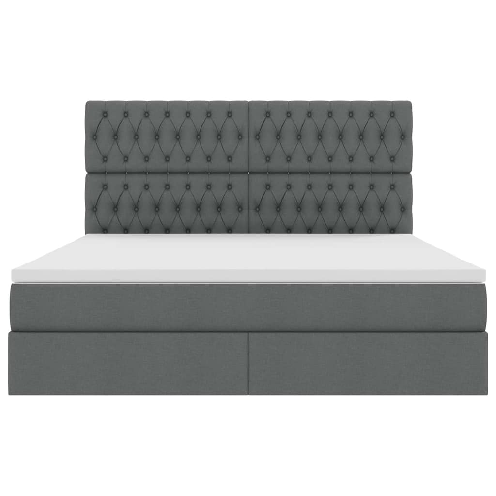 Lit avec rangement et matelas Gris foncé 160 x 200 cm tissu
