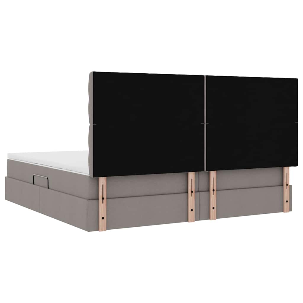 Lit avec rangement et matelas Taupe 200 x 200 cm Polyester - XIOS
