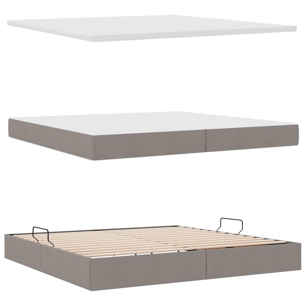 Lit avec rangement et matelas Taupe 200 x 200 cm Polyester - XIOS