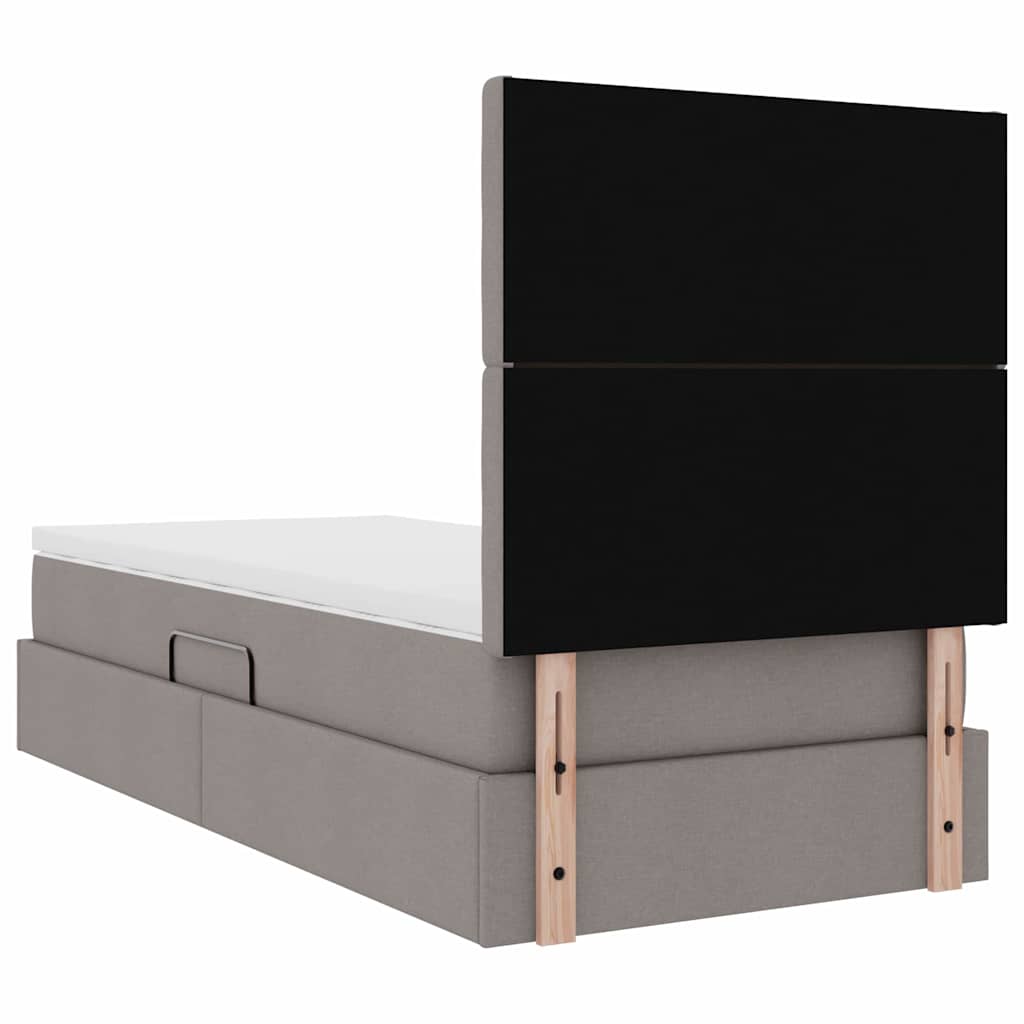 Lit avec rangement et matelas Taupe 90 x 200 cm Polyester - XIOS
