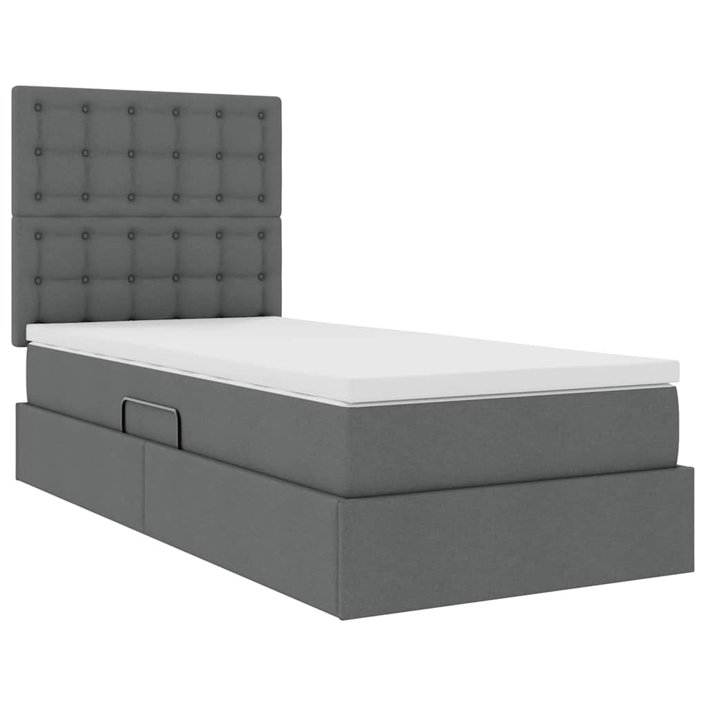 Lit avec rangement et matelas Gris foncé 100 x 200 cm Polyester - XIOS