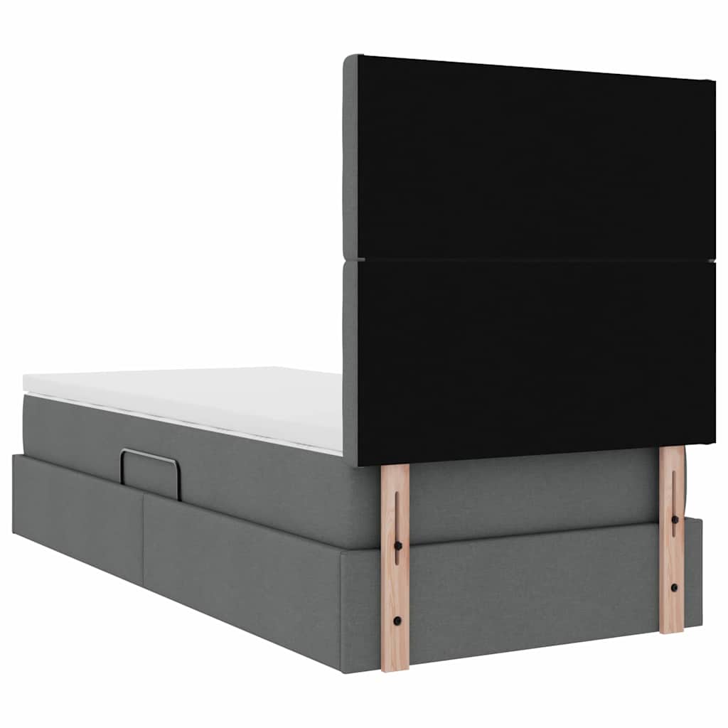 Lit avec rangement et matelas Gris foncé 100 x 200 cm Polyester - XIOS