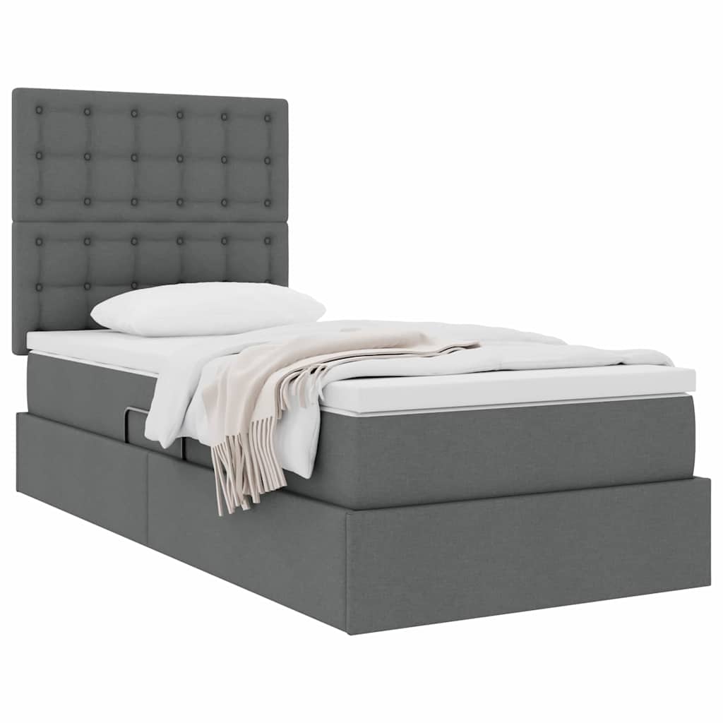 Lit avec rangement et matelas Gris foncé 100 x 200 cm Polyester - XIOS