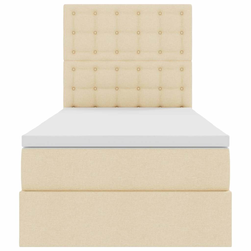 Lit avec rangement et matelas Crème 100 x 200 cm tissu