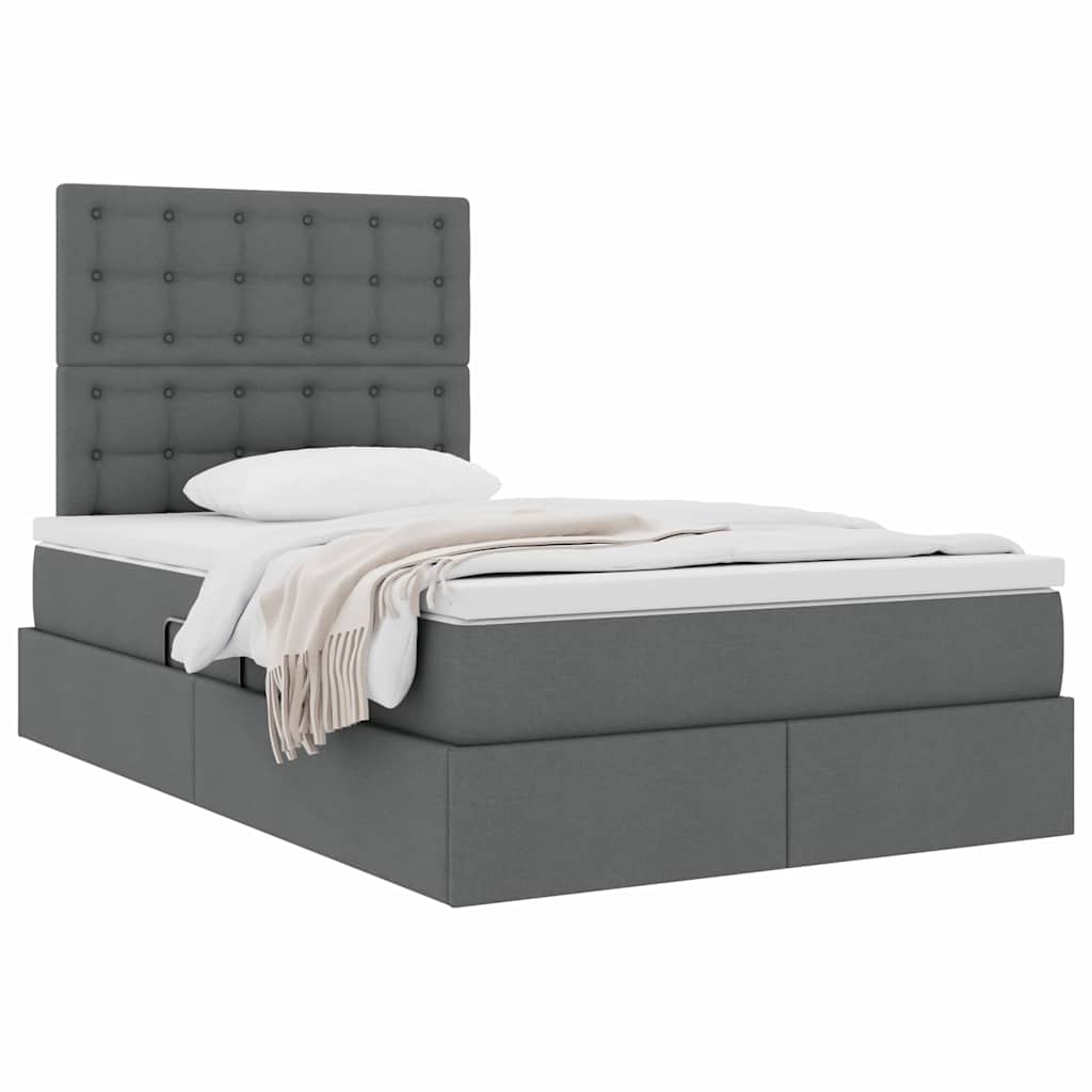 Lit avec rangement et matelas Gris foncé 120 x 190 cm tissu - XIOS